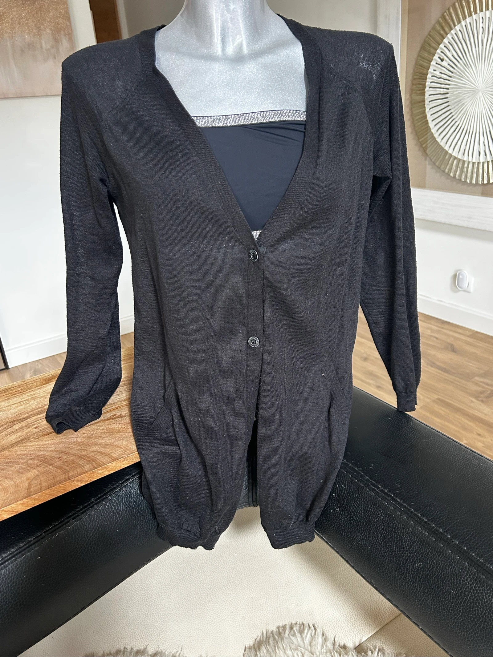 Maison Scotch – Long black linen vest – Size 1 (S) – photo 3